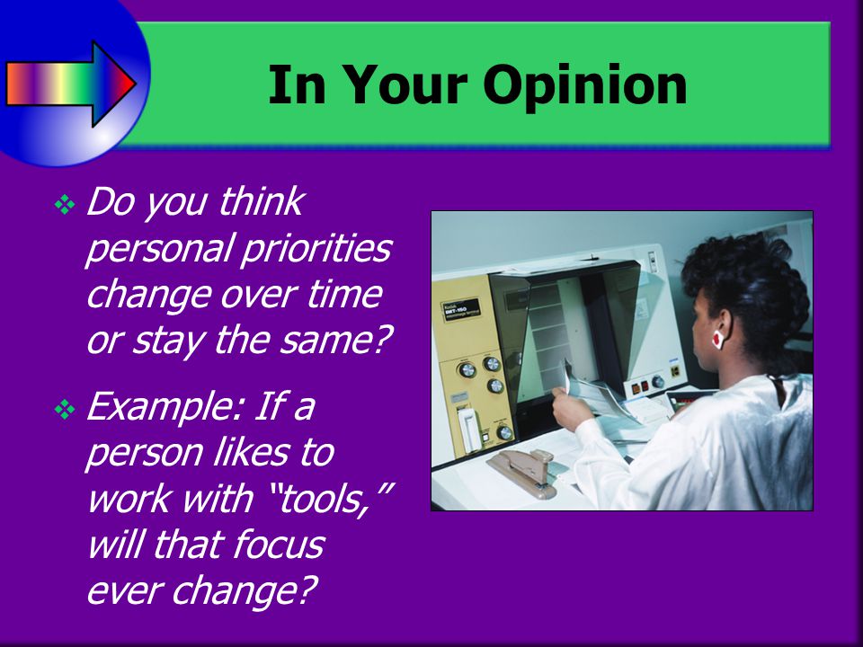 In Your Opinion Do you think personal priorities change over time or stay the same