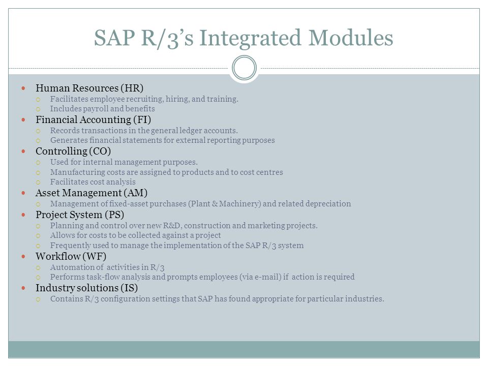 SAP R/3’s Integrated Modules