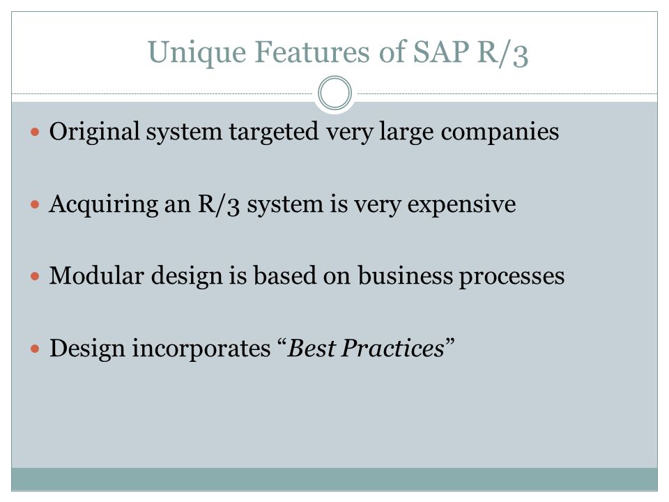 Unique Features of SAP R/3