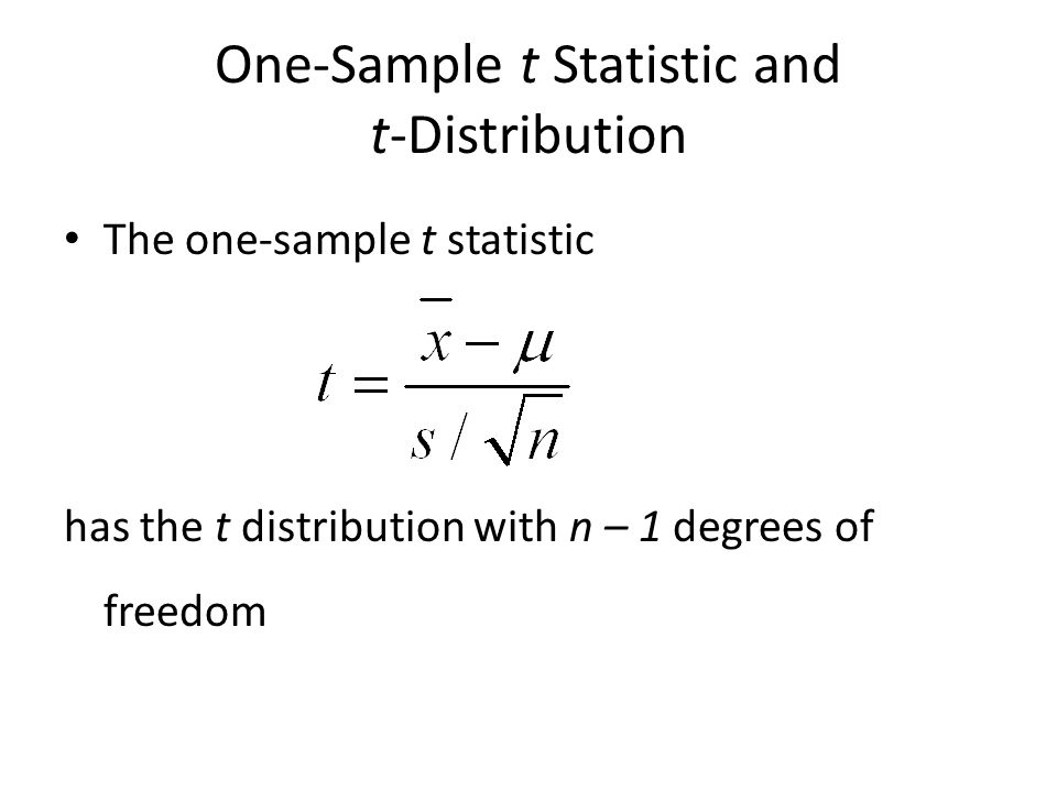 One-Sample t Statistic and t-Distribution