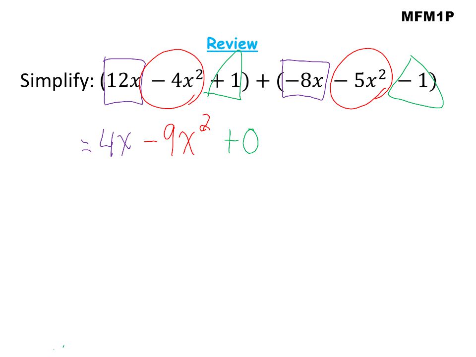 Simplify: (12𝑥 −4 𝑥 2 +1)+(−8𝑥 −5 𝑥 2 −1)