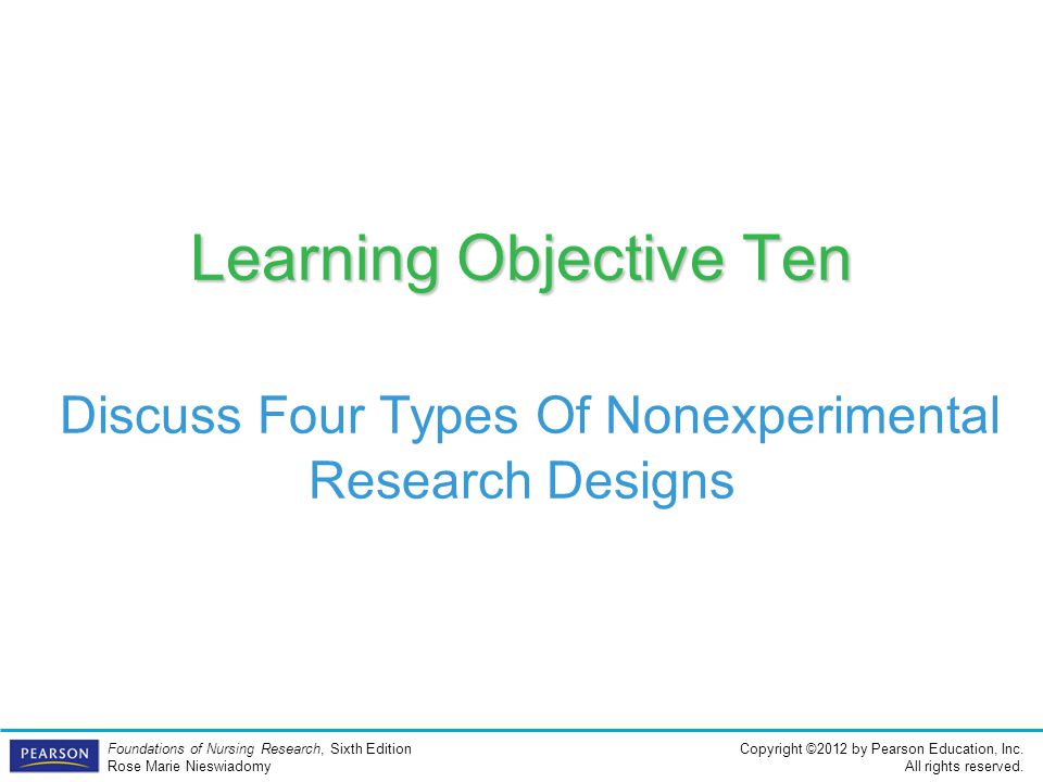 Learning Objective Ten Discuss Four Types Of Nonexperimental Research Designs