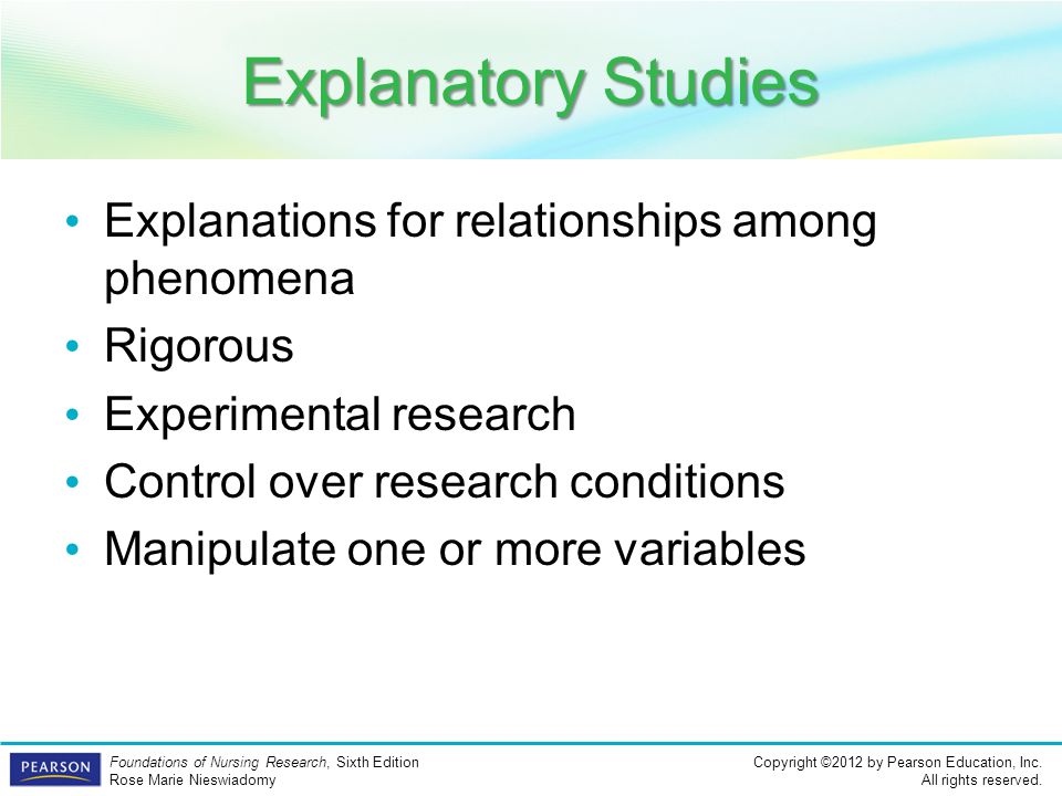 Explanatory Studies Explanations for relationships among phenomena