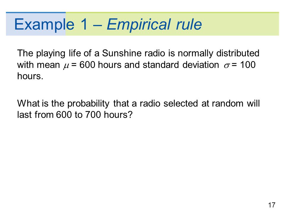Example 1 – Empirical rule