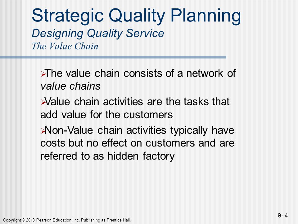 Strategic Quality Planning Designing Quality Service The Value Chain