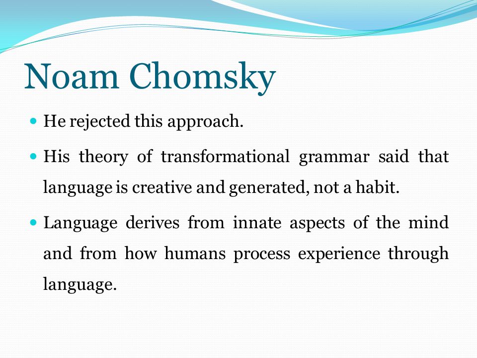 Noam Chomsky He rejected this approach.