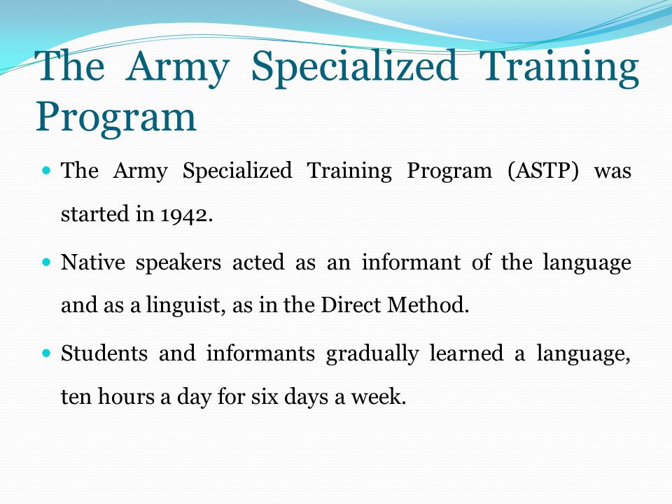 The Army Specialized Training Program