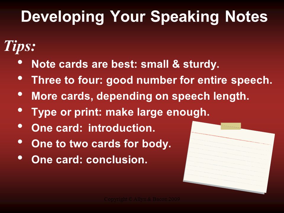 Developing Your Speaking Notes