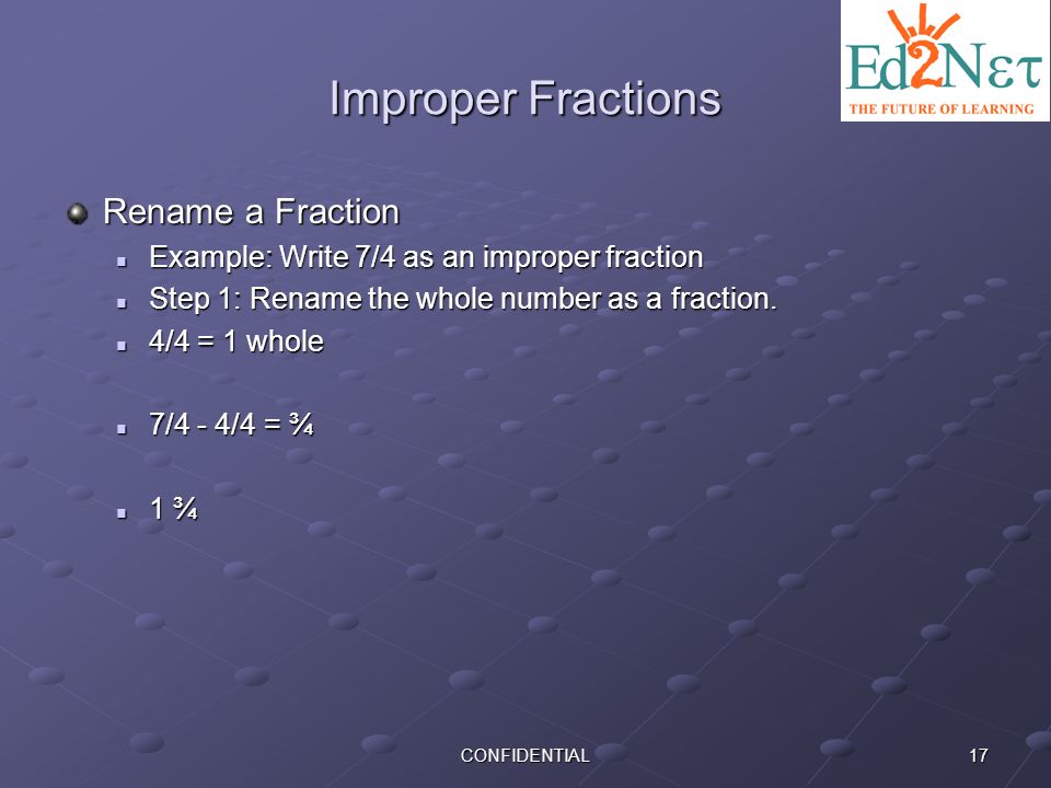 Improper Fractions Rename a Fraction