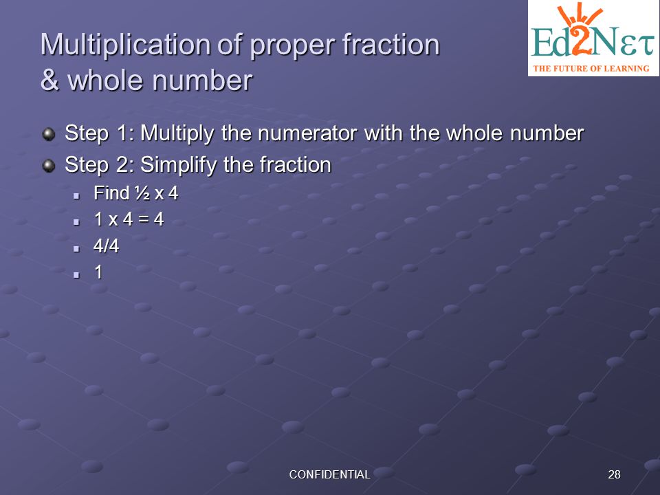 Multiplication of proper fraction & whole number