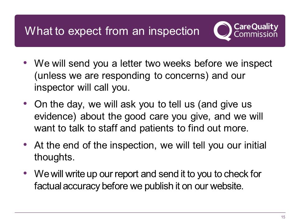 What to expect from an inspection