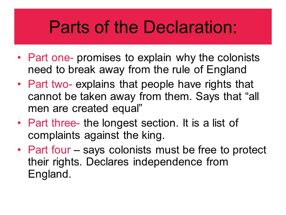 Parts of the Declaration:
