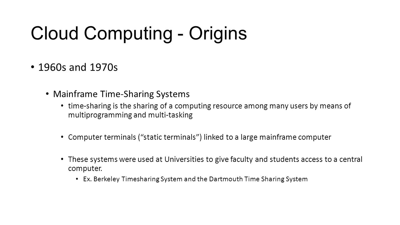 Cloud Computing - Origins
