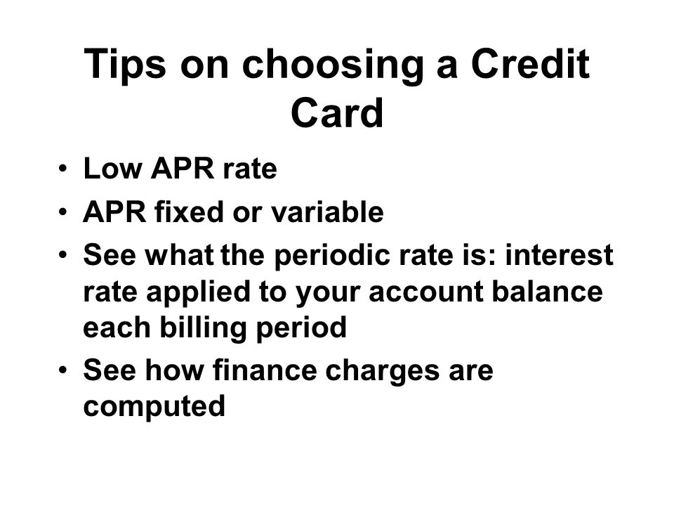 Tips on choosing a Credit Card