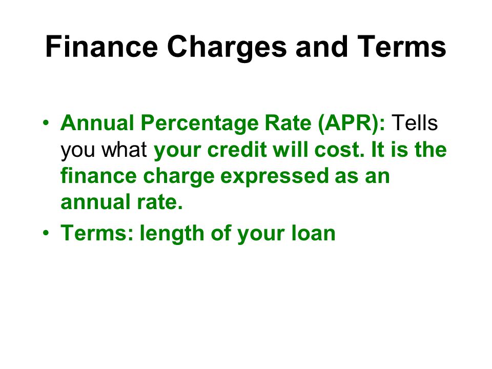 Finance Charges and Terms