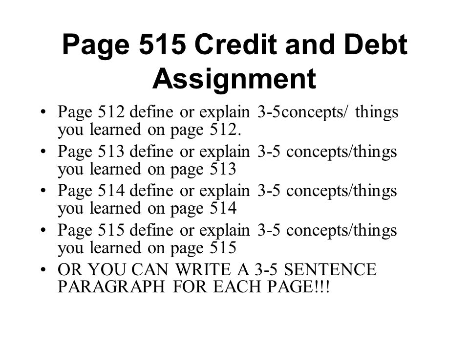 Page 515 Credit and Debt Assignment