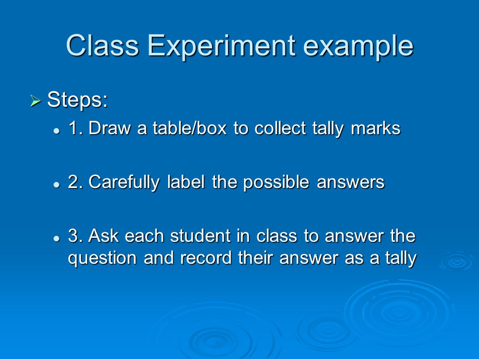 Class Experiment example