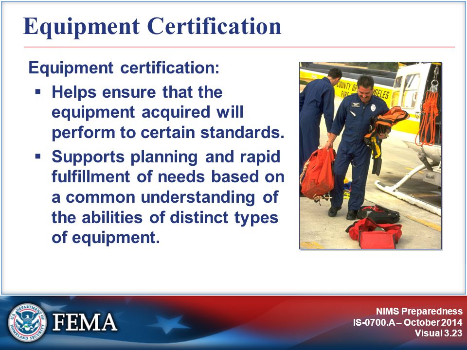 Equipment Certification