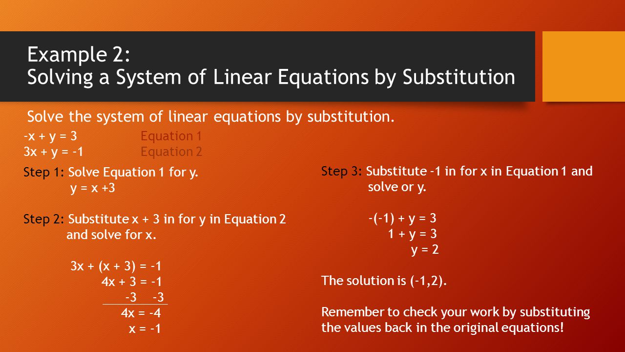 Example 2: Solving a System of Linear Equations by Substitution