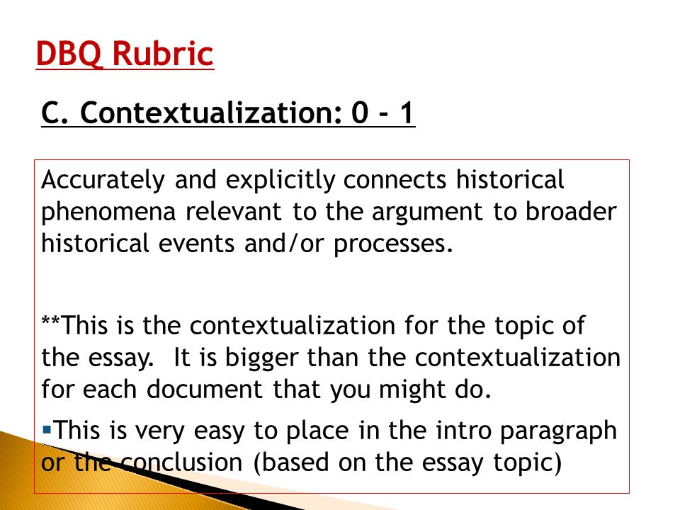 DBQ Rubric C. Contextualization: 0 - 1