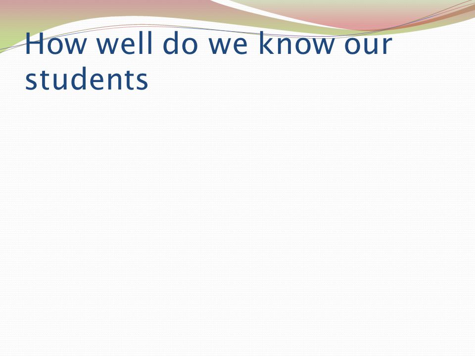 How well do we know our students