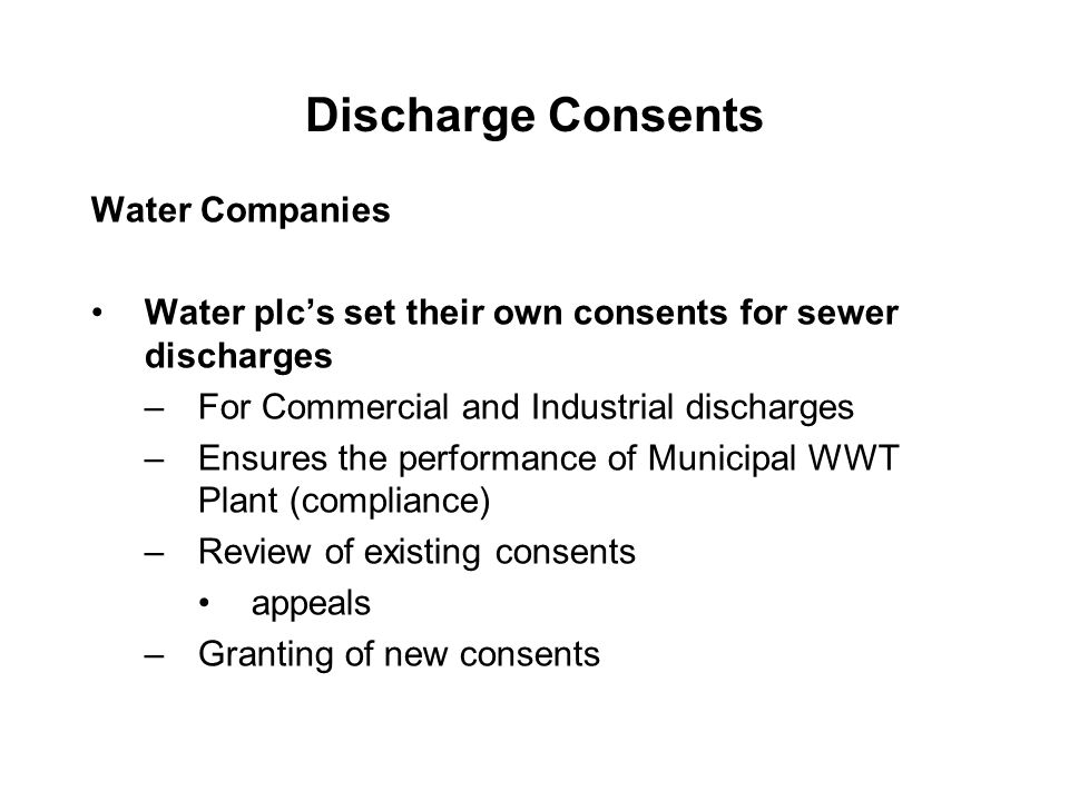 Discharge Consents Water Companies
