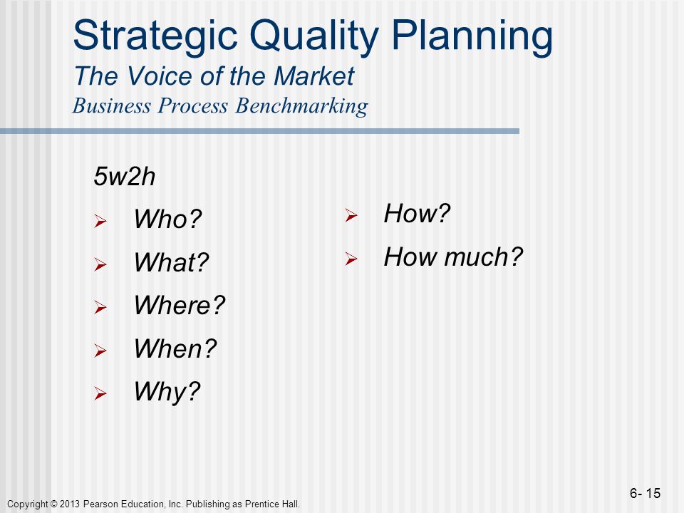 Strategic Quality Planning The Voice of the Market Business Process Benchmarking