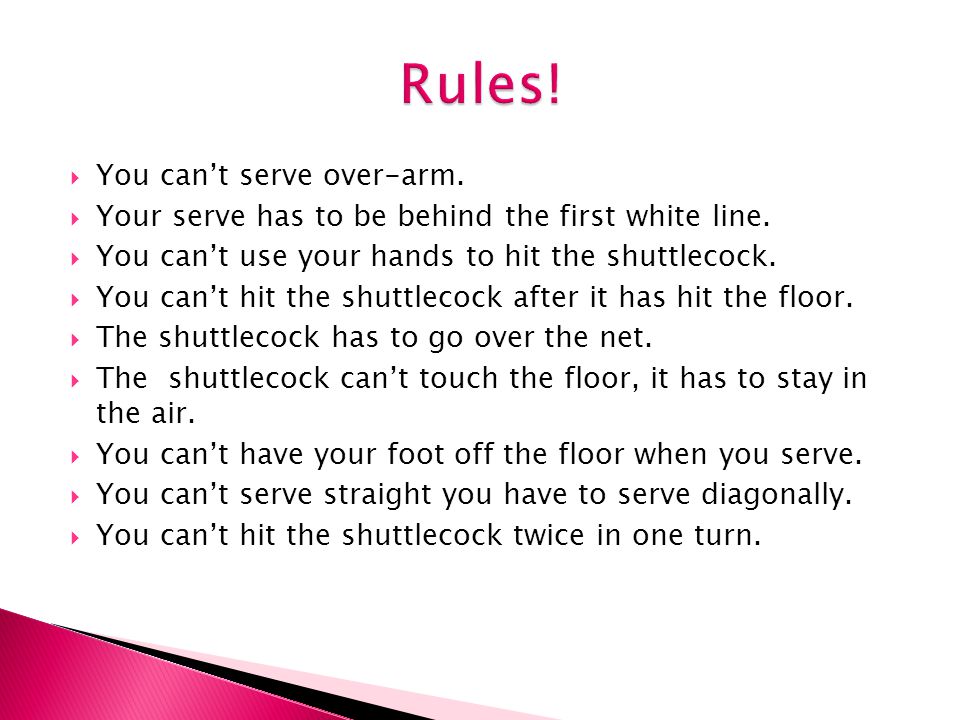 rules in playing badminton