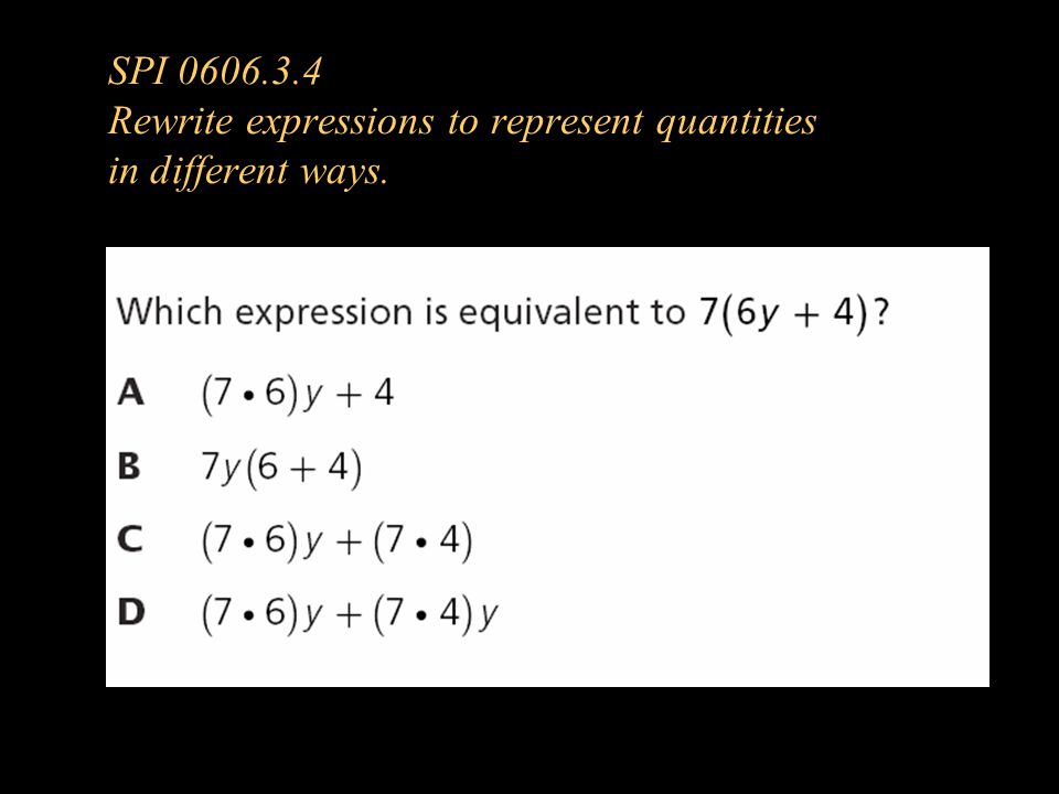 SPI Rewrite expressions to represent quantities in different ways.