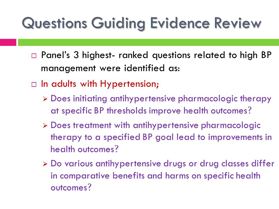 Questions Guiding Evidence Review