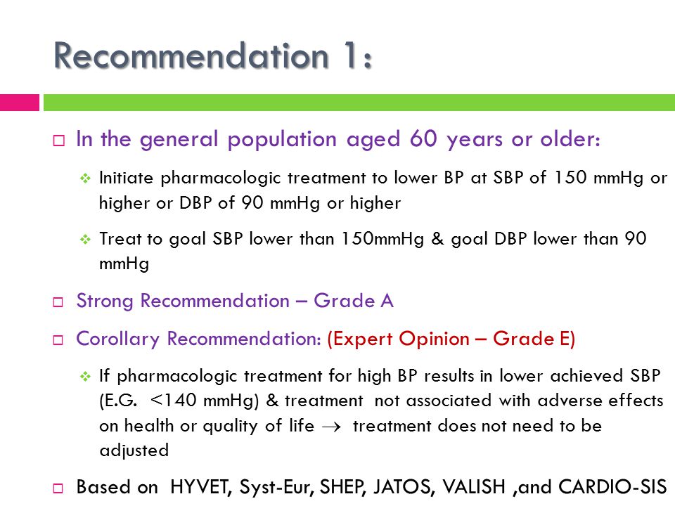Recommendation 1: In the general population aged 60 years or older: