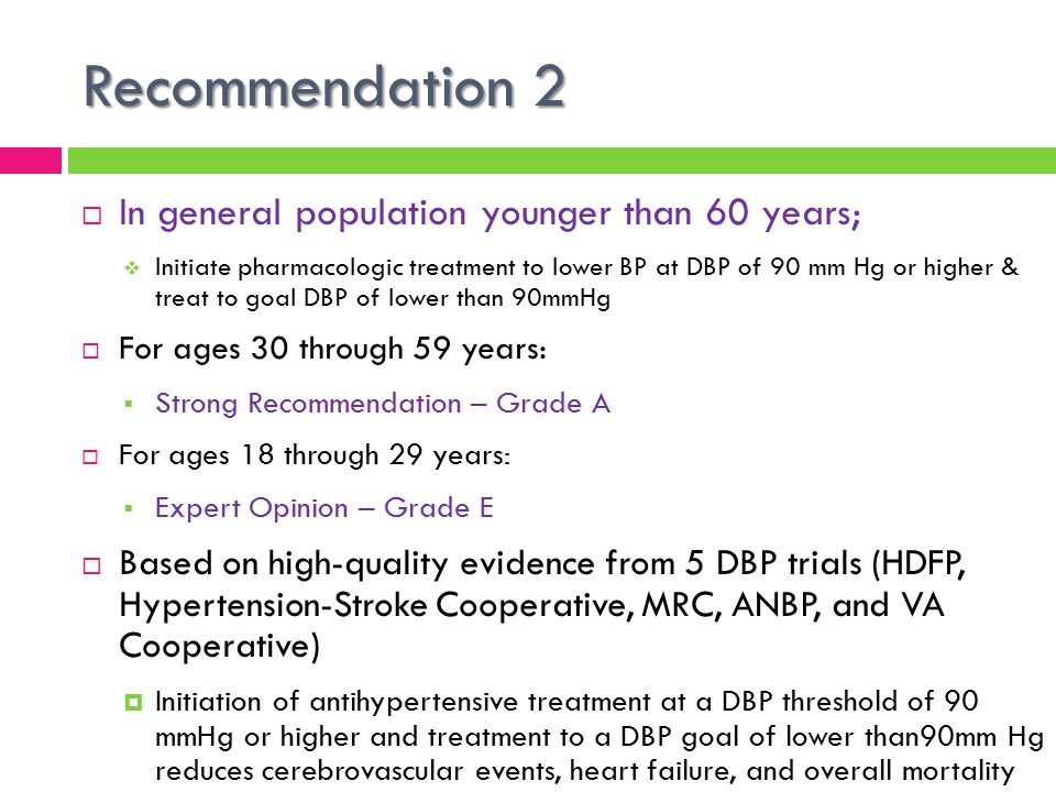 Recommendation 2 In general population younger than 60 years;
