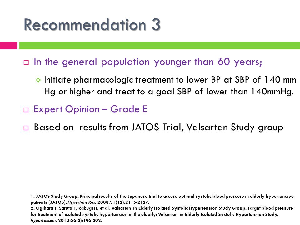 Recommendation 3 In the general population younger than 60 years;