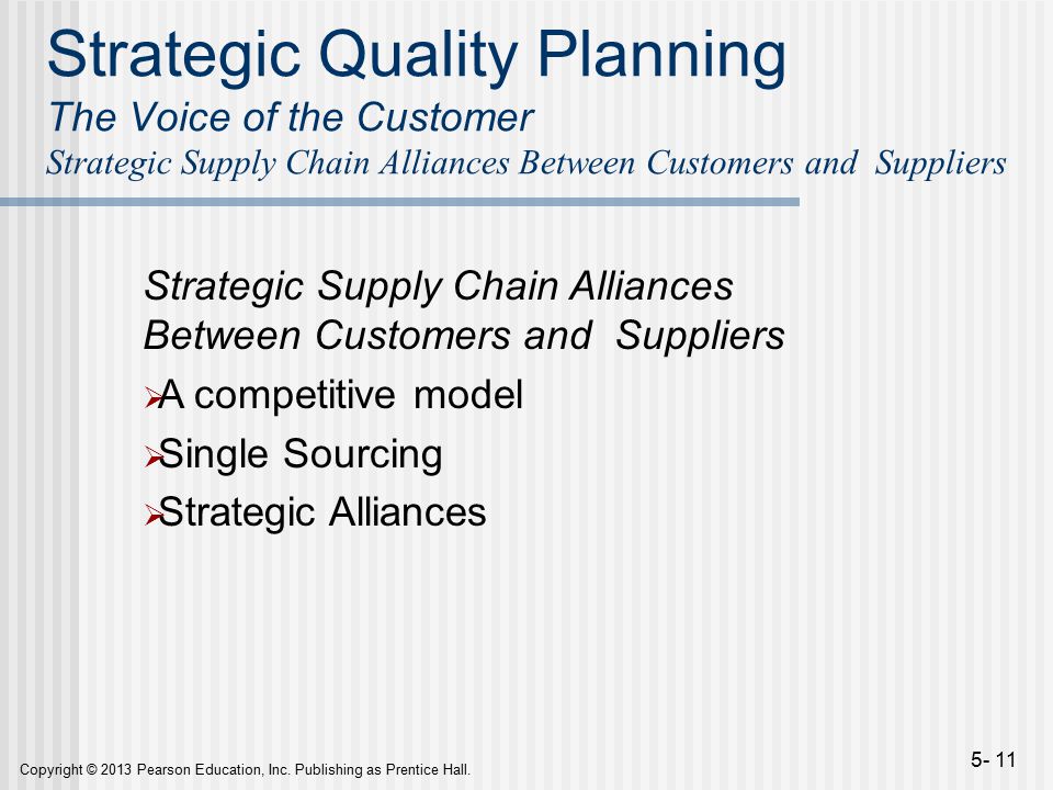 Strategic Quality Planning The Voice of the Customer Strategic Supply Chain Alliances Between Customers and Suppliers
