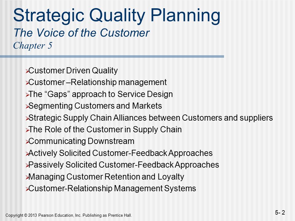 Strategic Quality Planning The Voice of the Customer Chapter 5