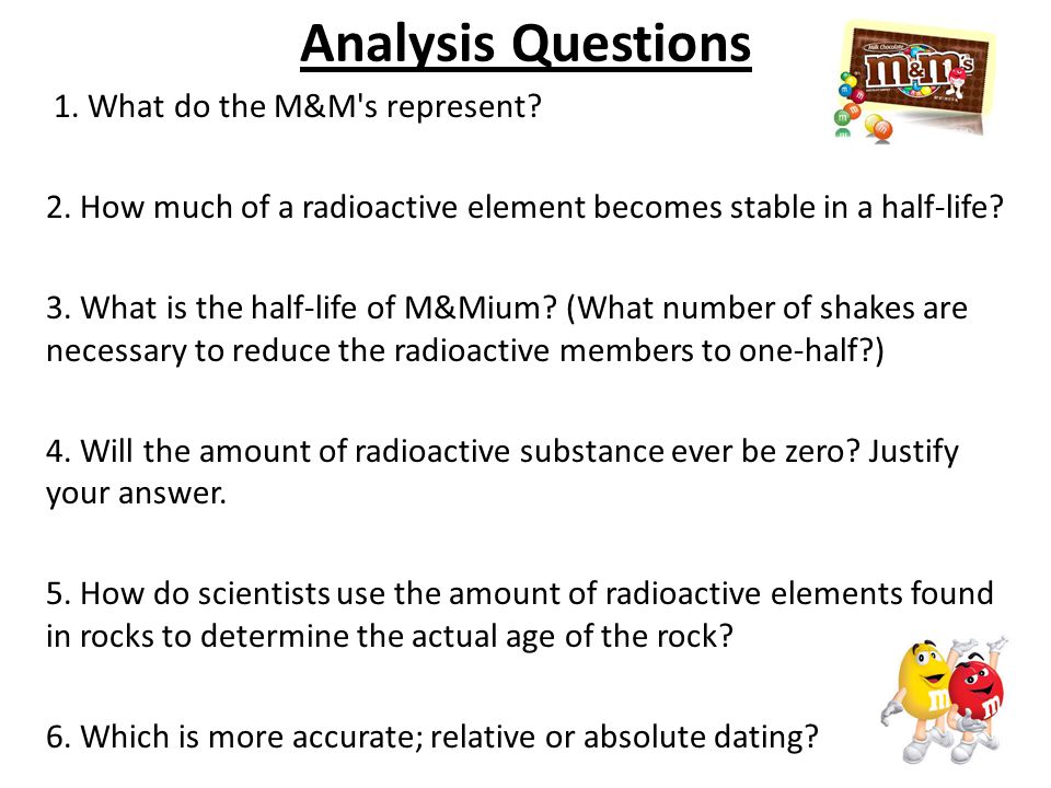 Radioactive dating lab with m&ms
