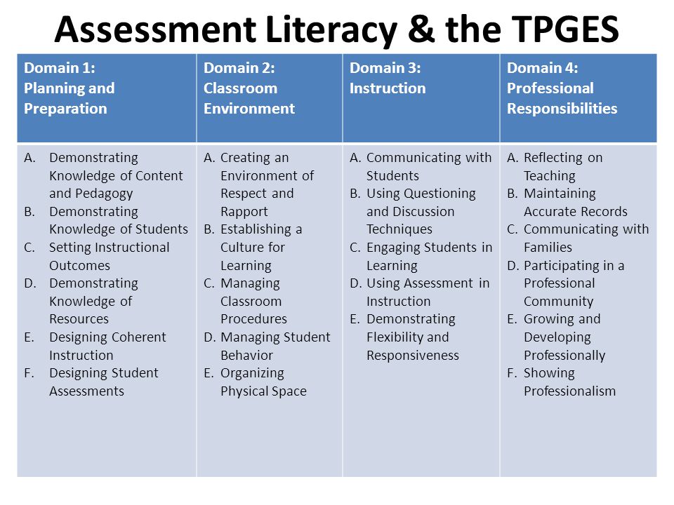 Assessment Literacy & the TPGES