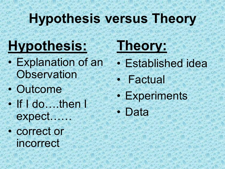 Hypothesis versus Theory