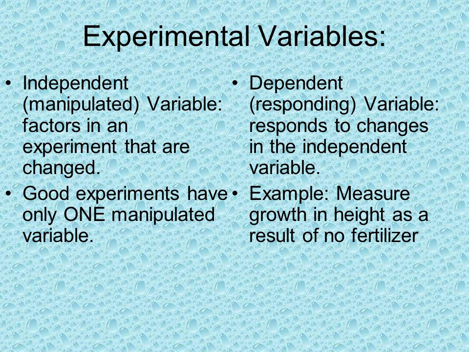 Experimental Variables: