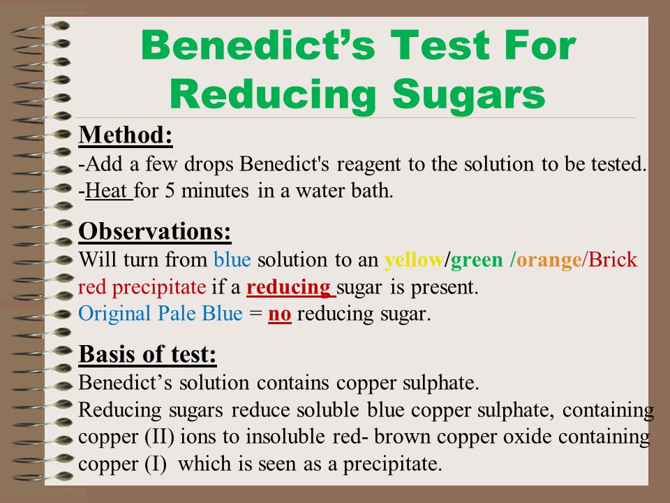 Benedict’s Test For Reducing Sugars