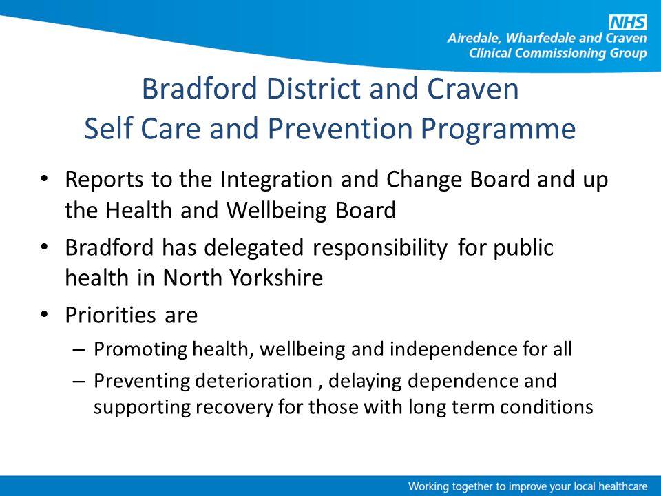 Bradford District and Craven Self Care and Prevention Programme