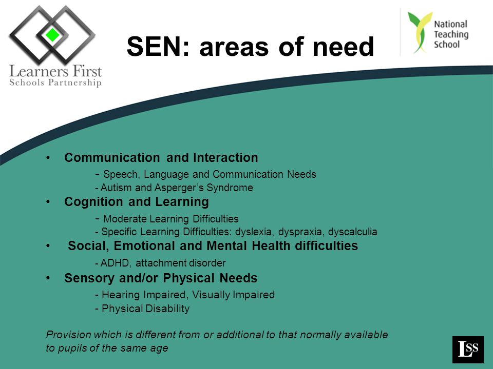 SEN: areas of need - Speech, Language and Communication Needs