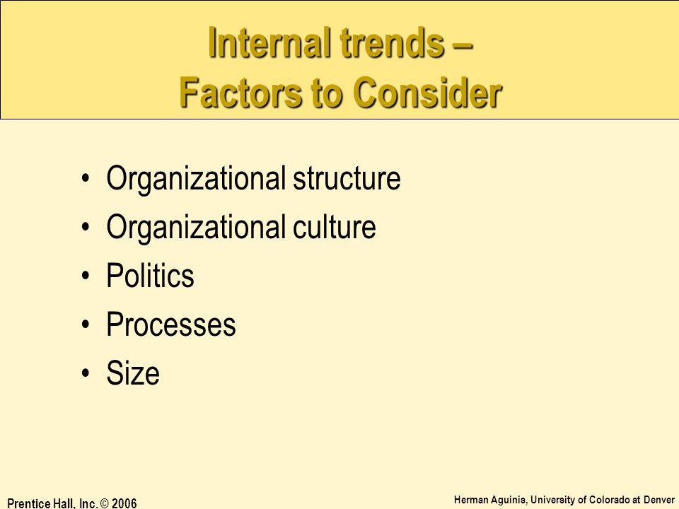 Internal trends – Factors to Consider