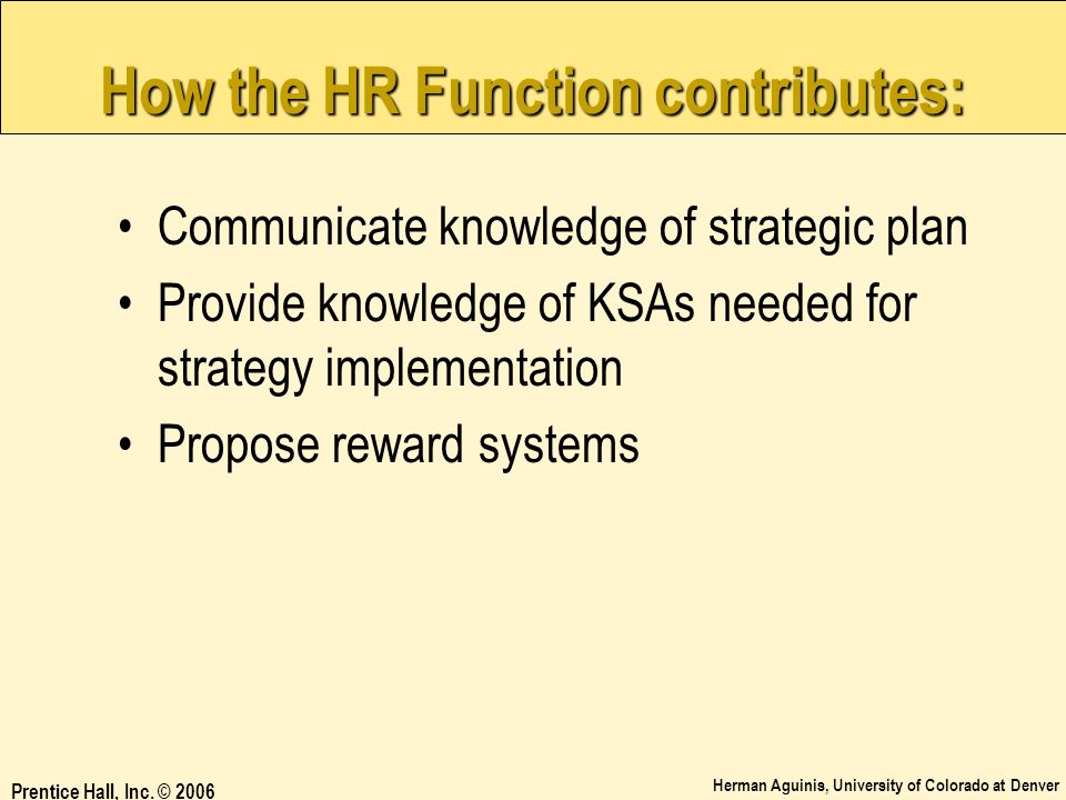 How the HR Function contributes: