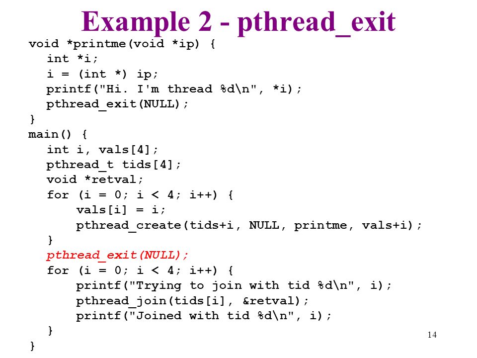 Example 2 - pthread_exit