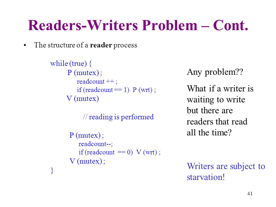Readers-Writers Problem – Cont.