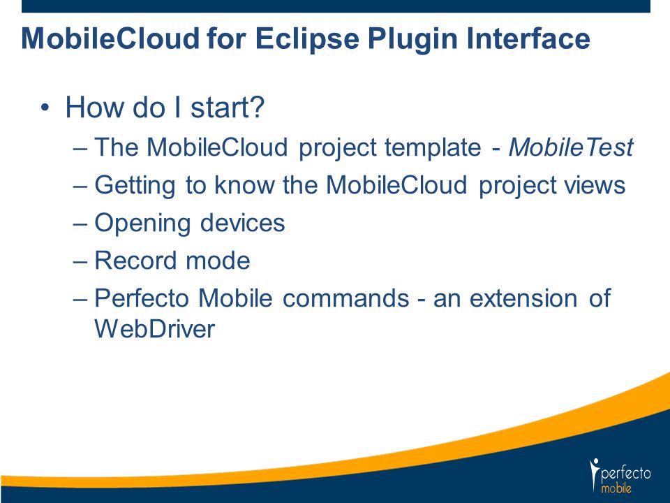 MobileCloud for Eclipse Plugin Interface