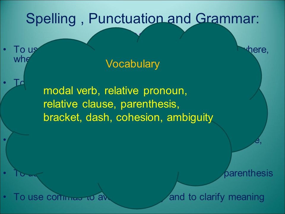 Spelling , Punctuation and Grammar: Year 5