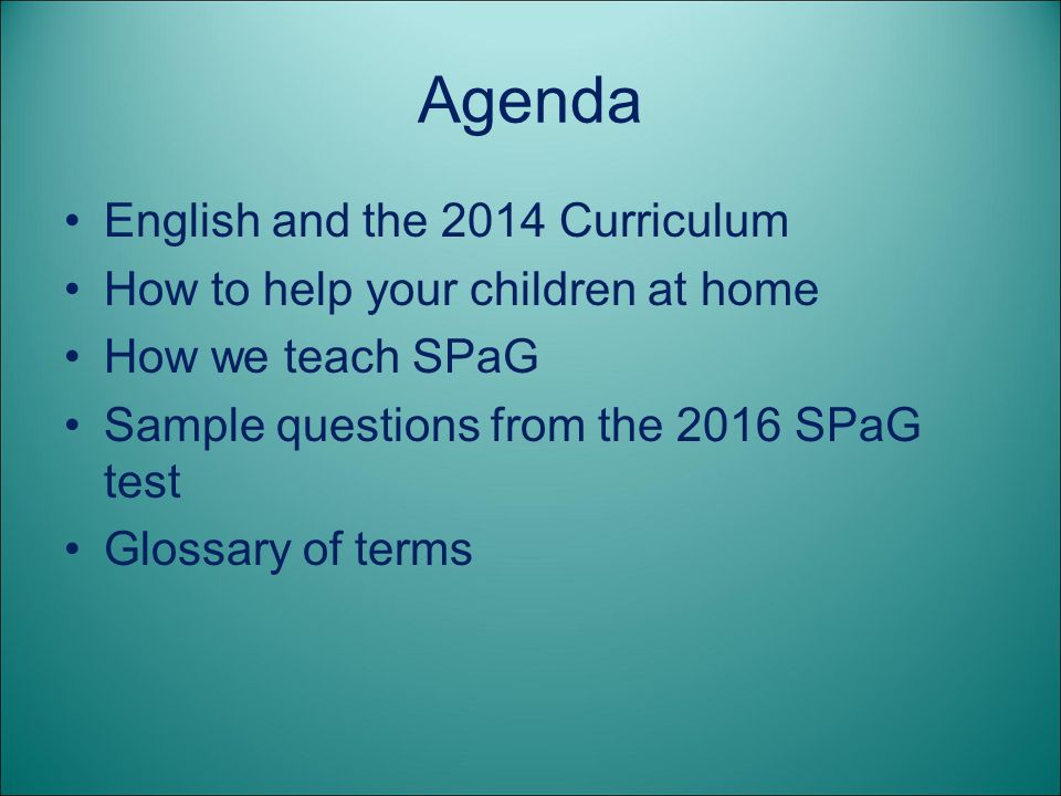 Agenda English and the 2014 Curriculum