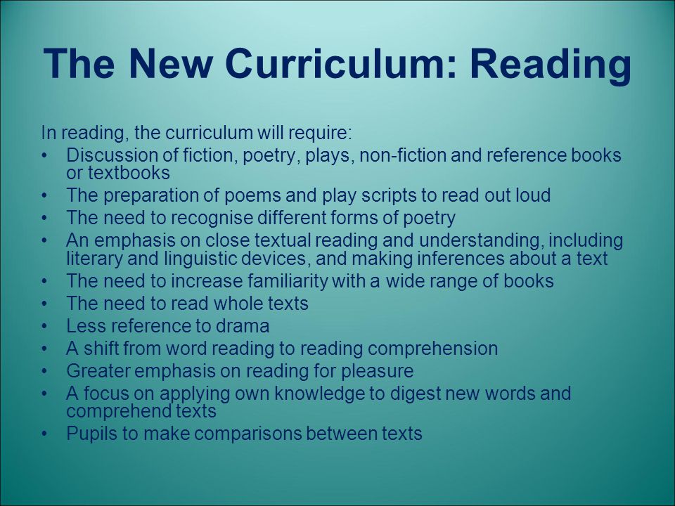 The New Curriculum: Reading
